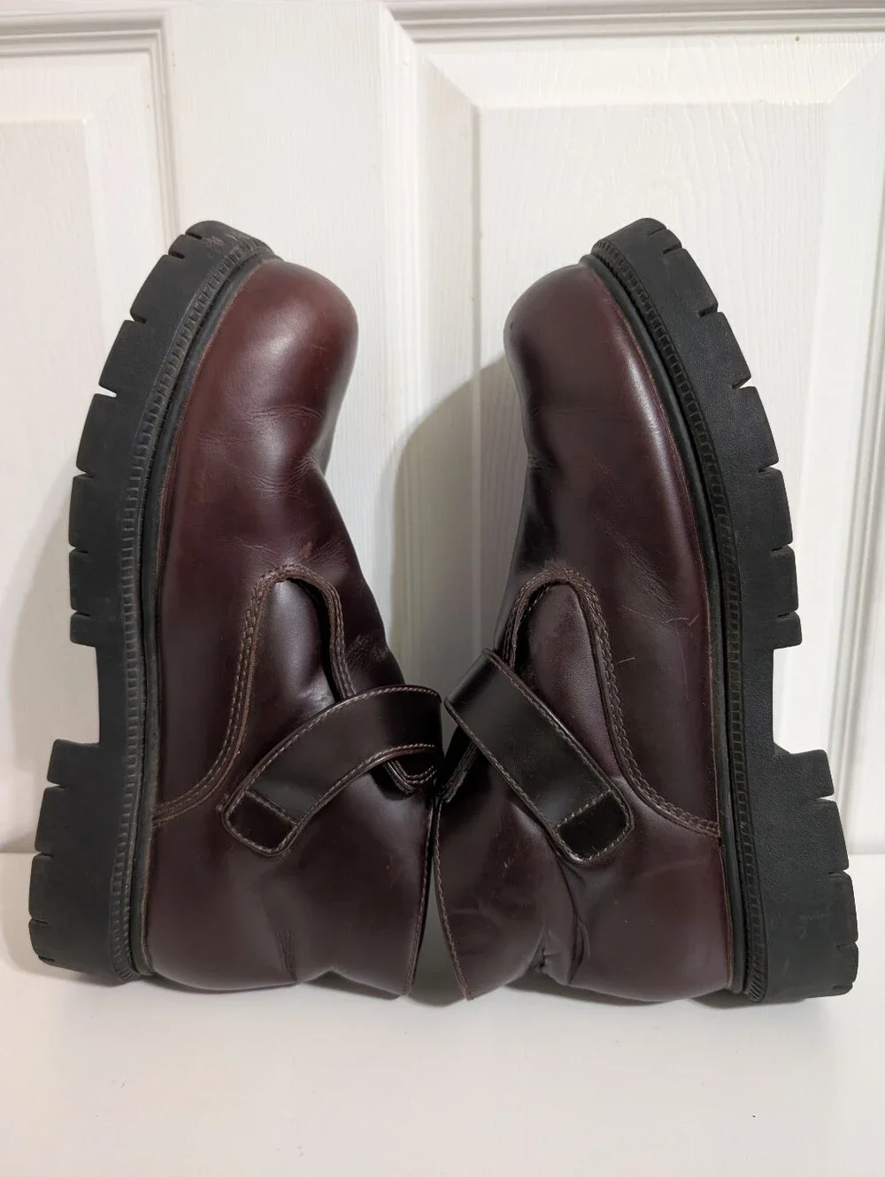 Vtg Skechers Mens Shoes Y2K Brown Leather Buckle Platform Grunge Goth US 13